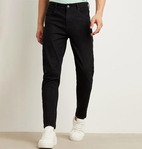 Men Charcoal Slim Fit Cotton Jeans